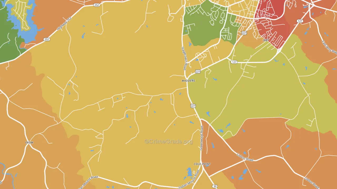 Maddens, SC Map of Vandalism Rates