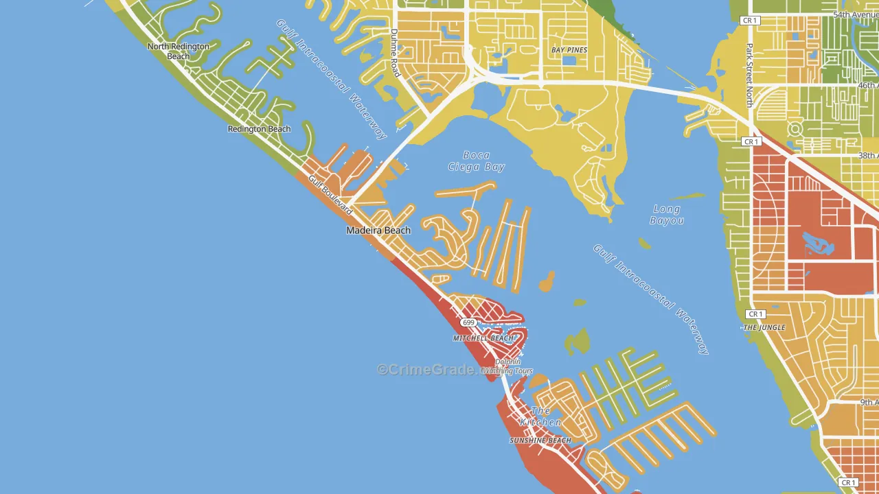 Madeira Beach, FL Map of Vandalism Rates