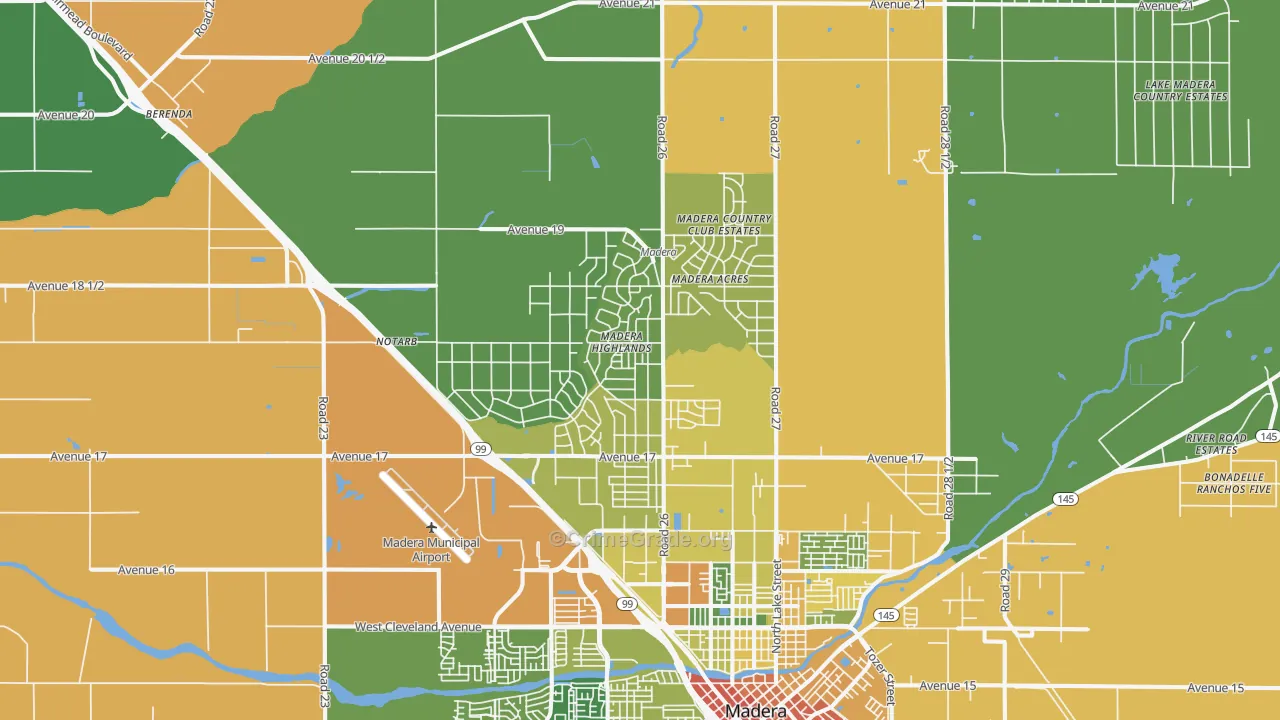 Madera Acres, CA Map of Vandalism Rates