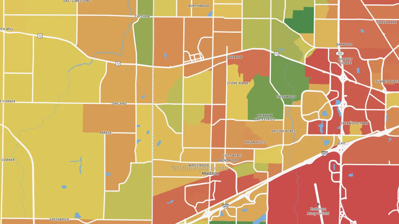 Madison, AL Map of Vandalism Rates