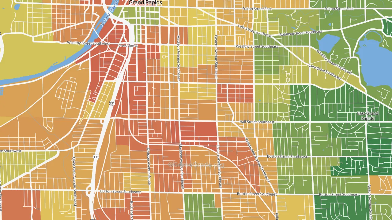 Madison Area, Grand Rapids, MI Map of Vandalism Rates