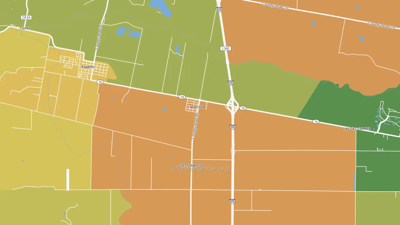 Madison, CA Map of Vandalism Rates