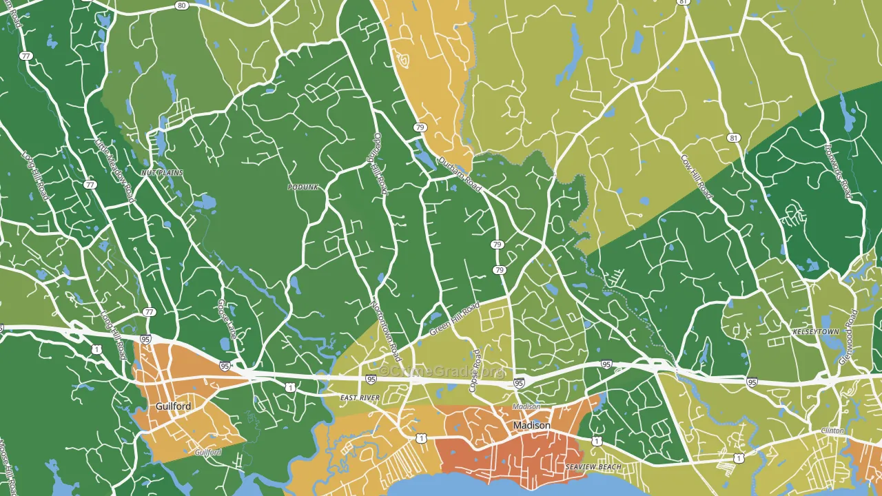 Madison, CT Map of Vandalism Rates