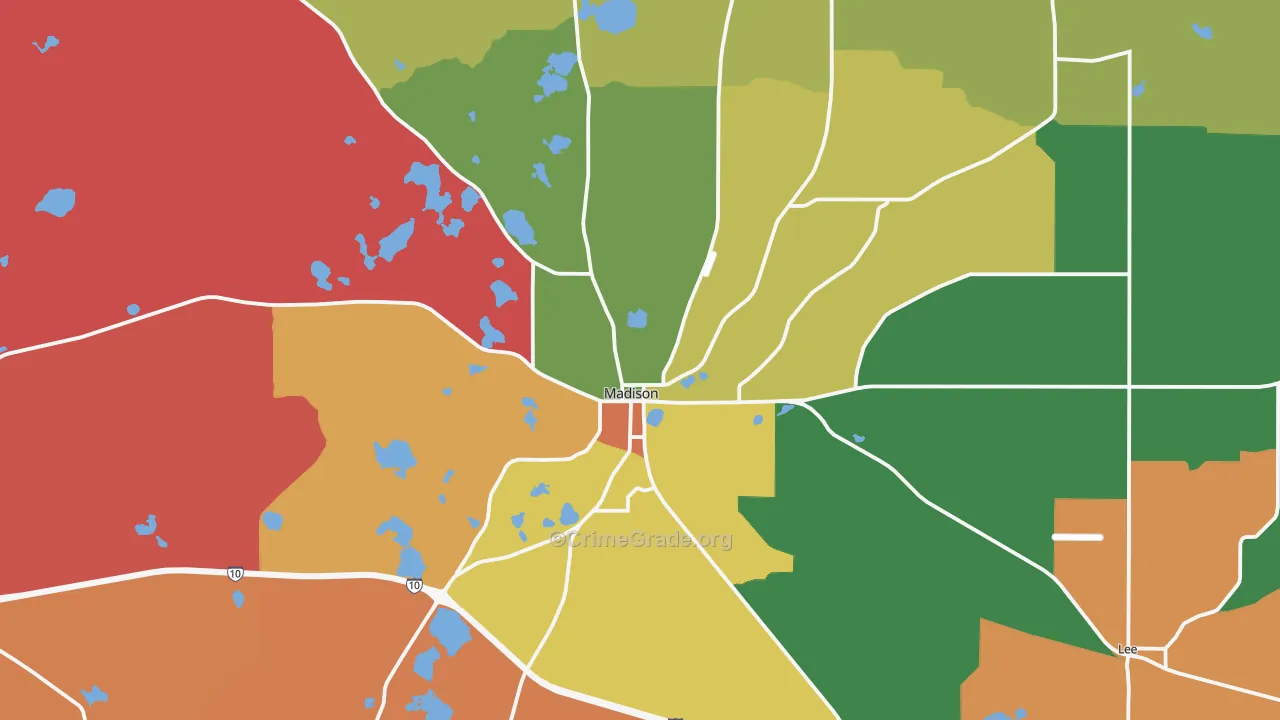 Madison, FL Map of Vandalism Rates