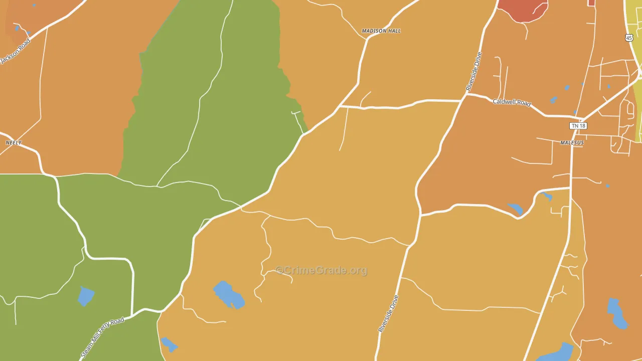 Madison Hall, TN Map of Vandalism Rates
