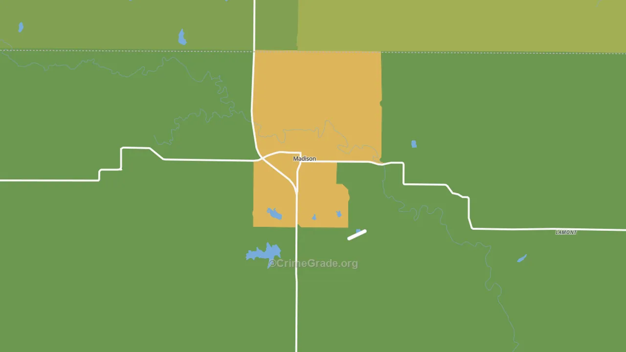 Madison, KS Map of Vandalism Rates