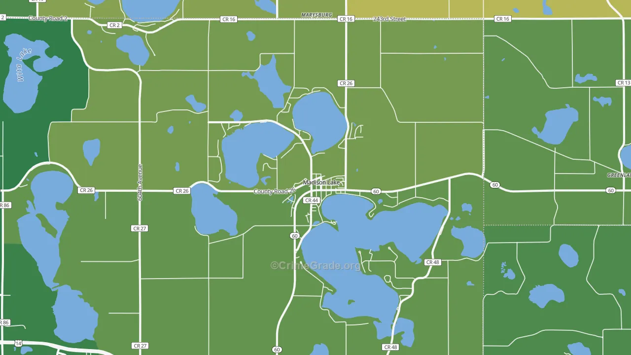 Madison Lake, MN Map of Vandalism Rates