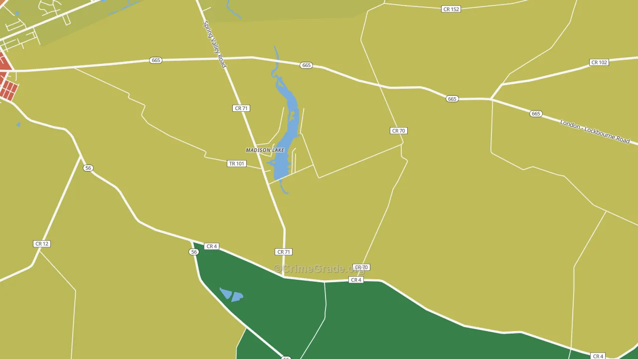 Madison Lake, OH Map of Vandalism Rates