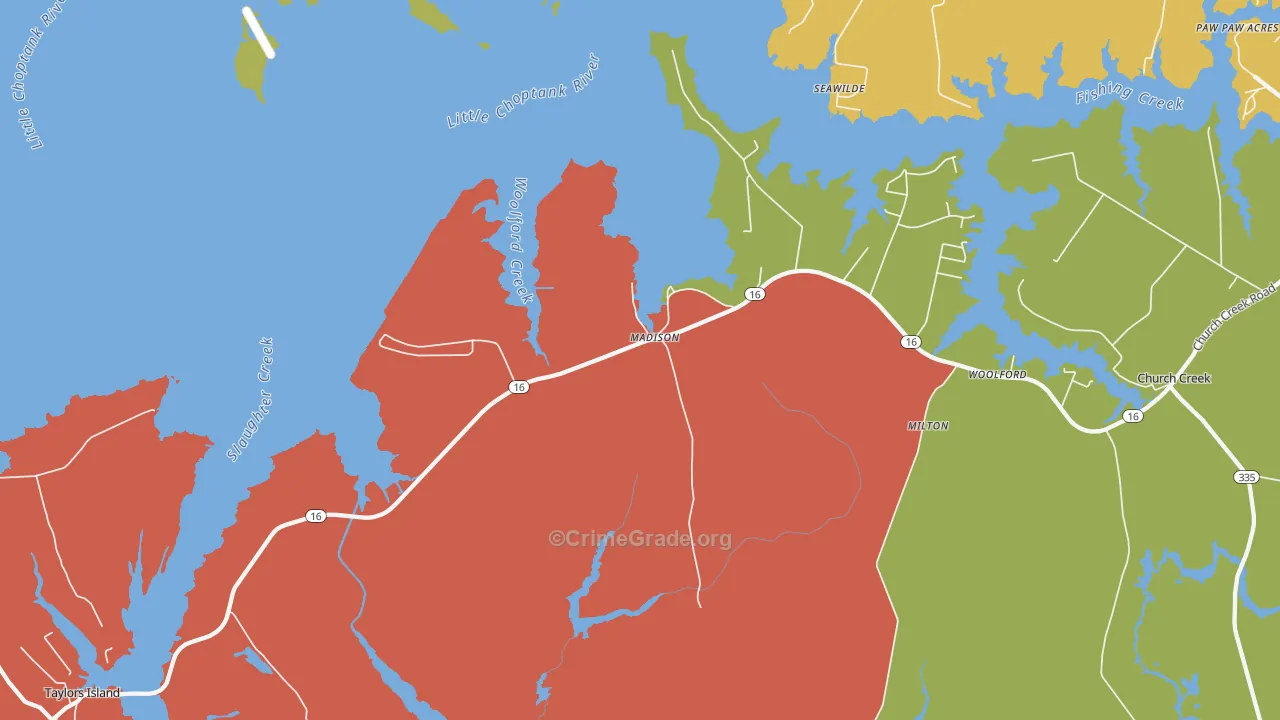 Madison, MD Map of Vandalism Rates