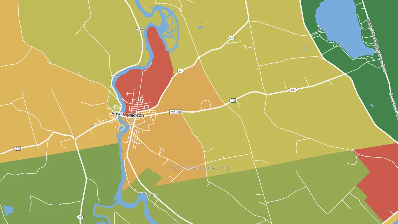 Madison, ME Map of Vandalism Rates