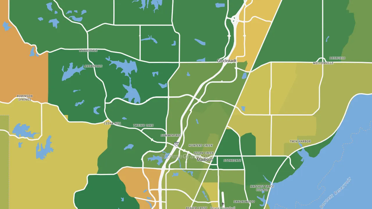 Madison, MS Map of Vandalism Rates