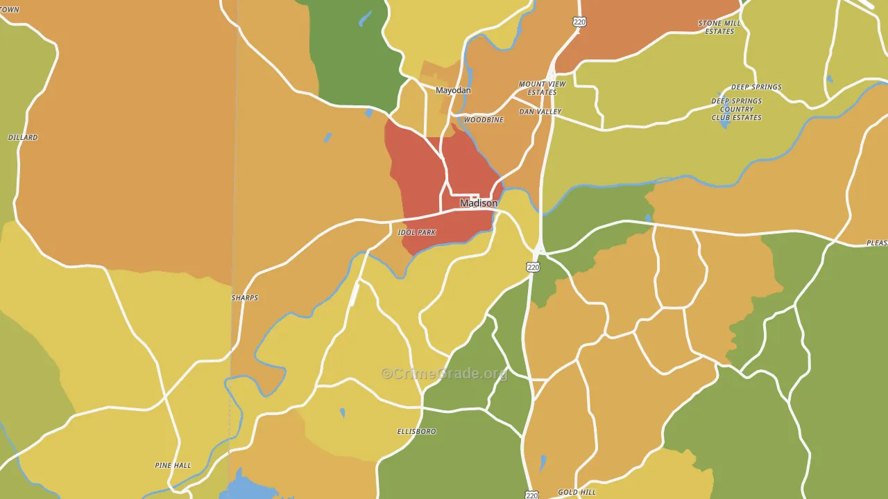 Madison, NC Map of Vandalism Rates