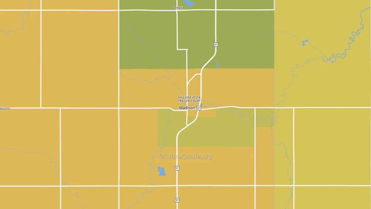 Madison, NE Map of Vandalism Rates