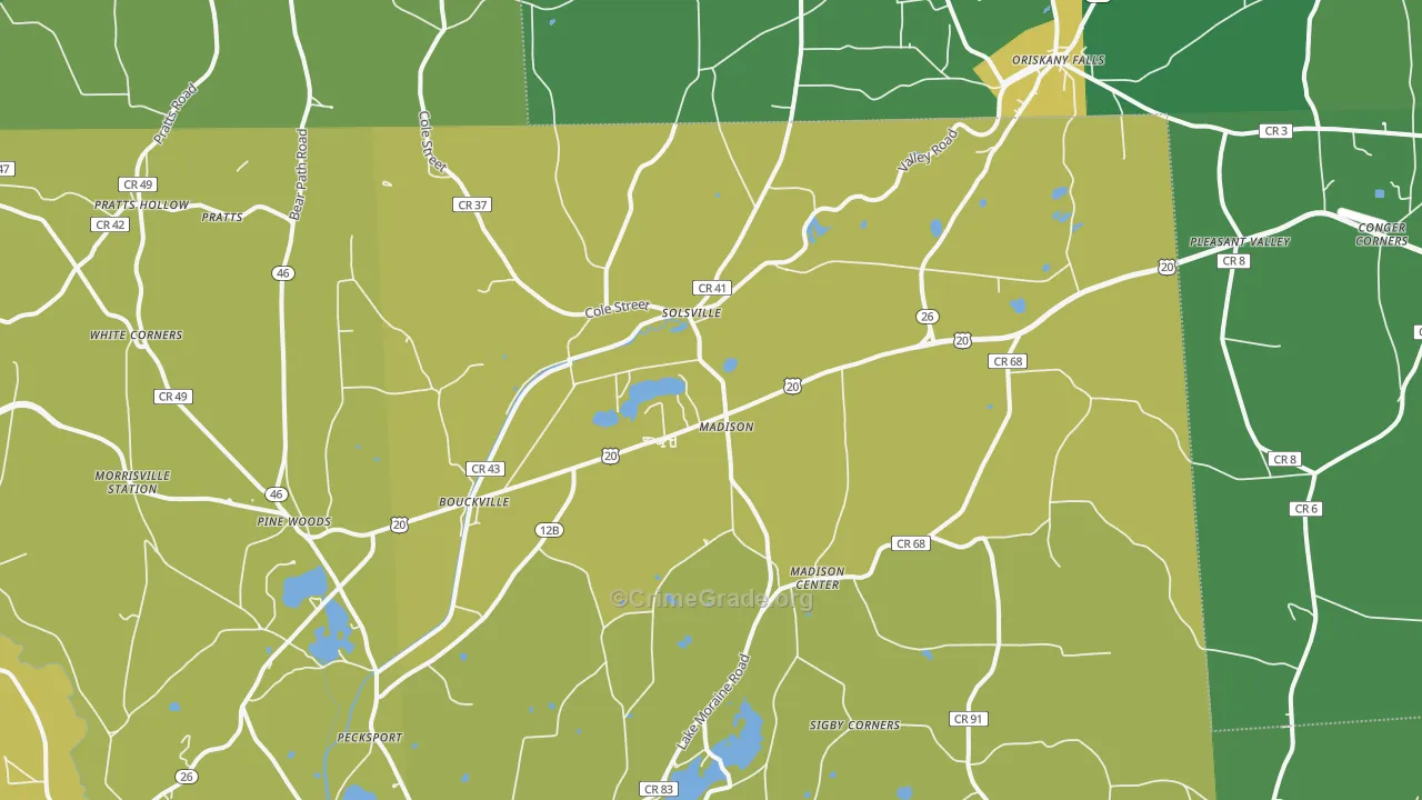 Madison, NY Map of Vandalism Rates