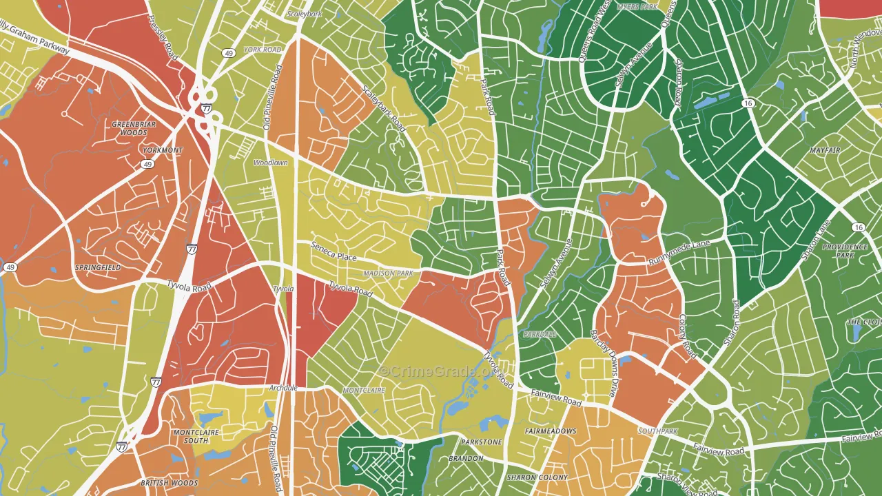 Madison Park, Charlotte, NC Map of Vandalism Rates