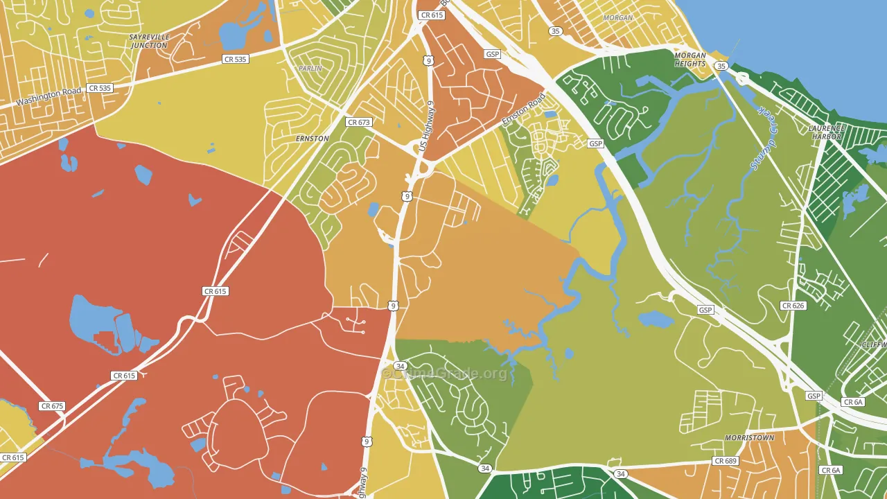 Madison Park, NJ Map of Vandalism Rates