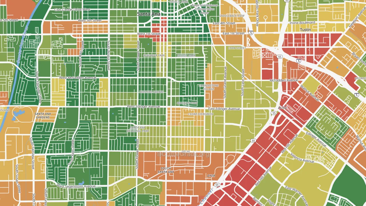 Madison Park, Santa Ana, CA Map of Vandalism Rates