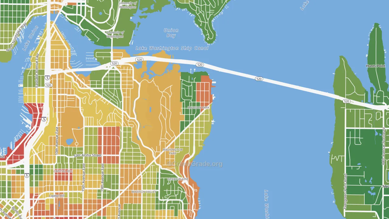 Madison Park, Seattle, WA Map of Vandalism Rates