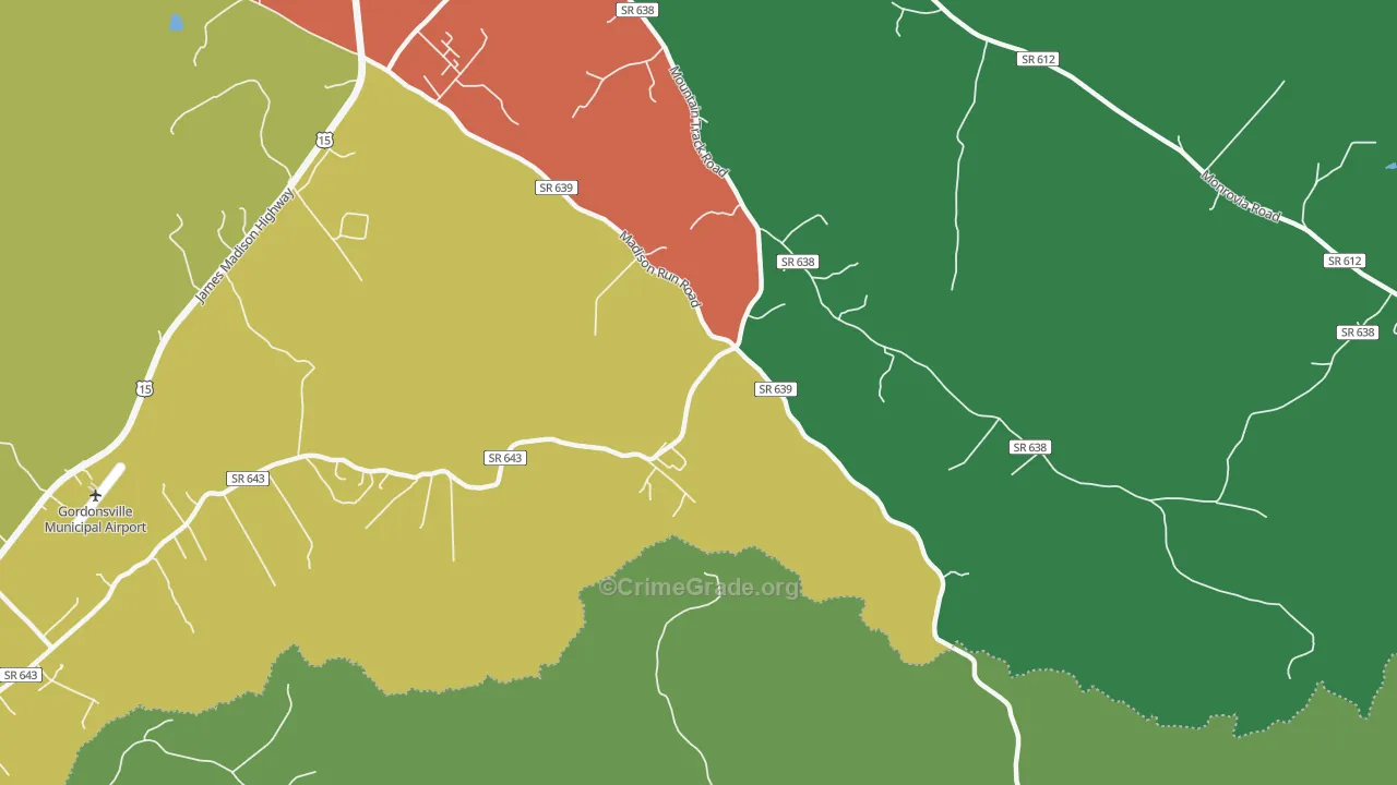 Madison Run, VA Map of Vandalism Rates