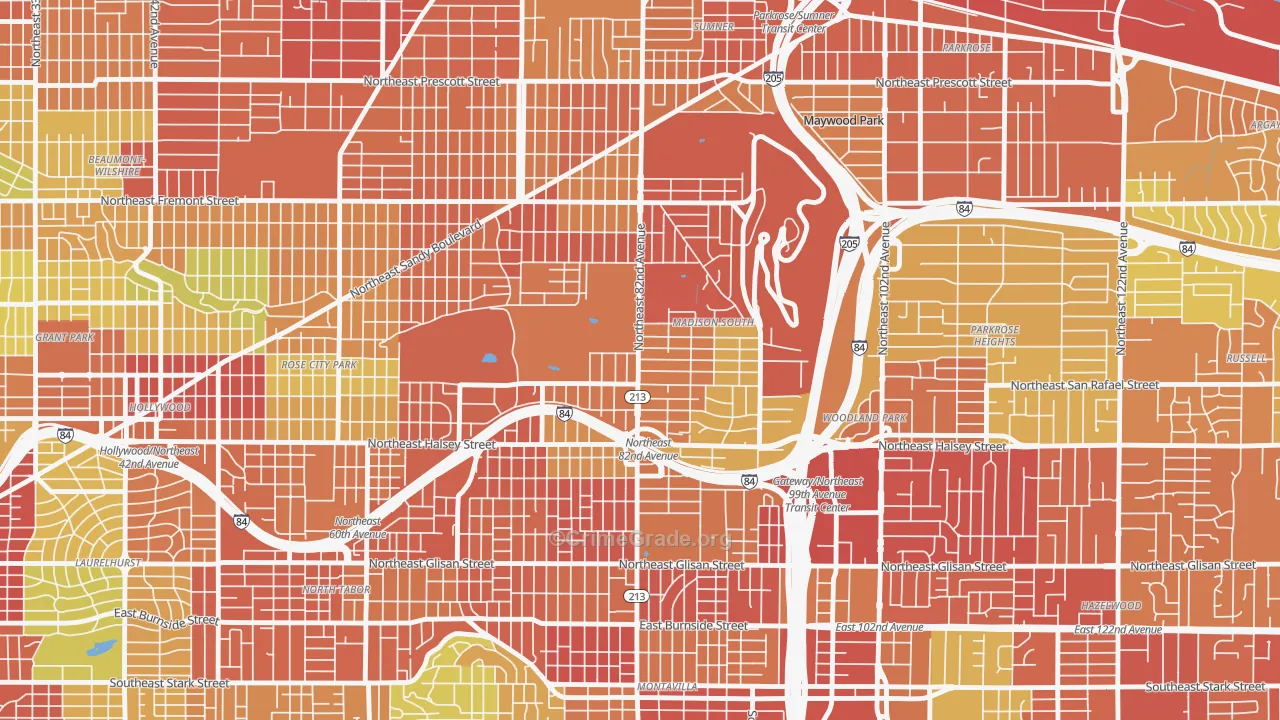 Madison South, Portland, OR Map of Vandalism Rates