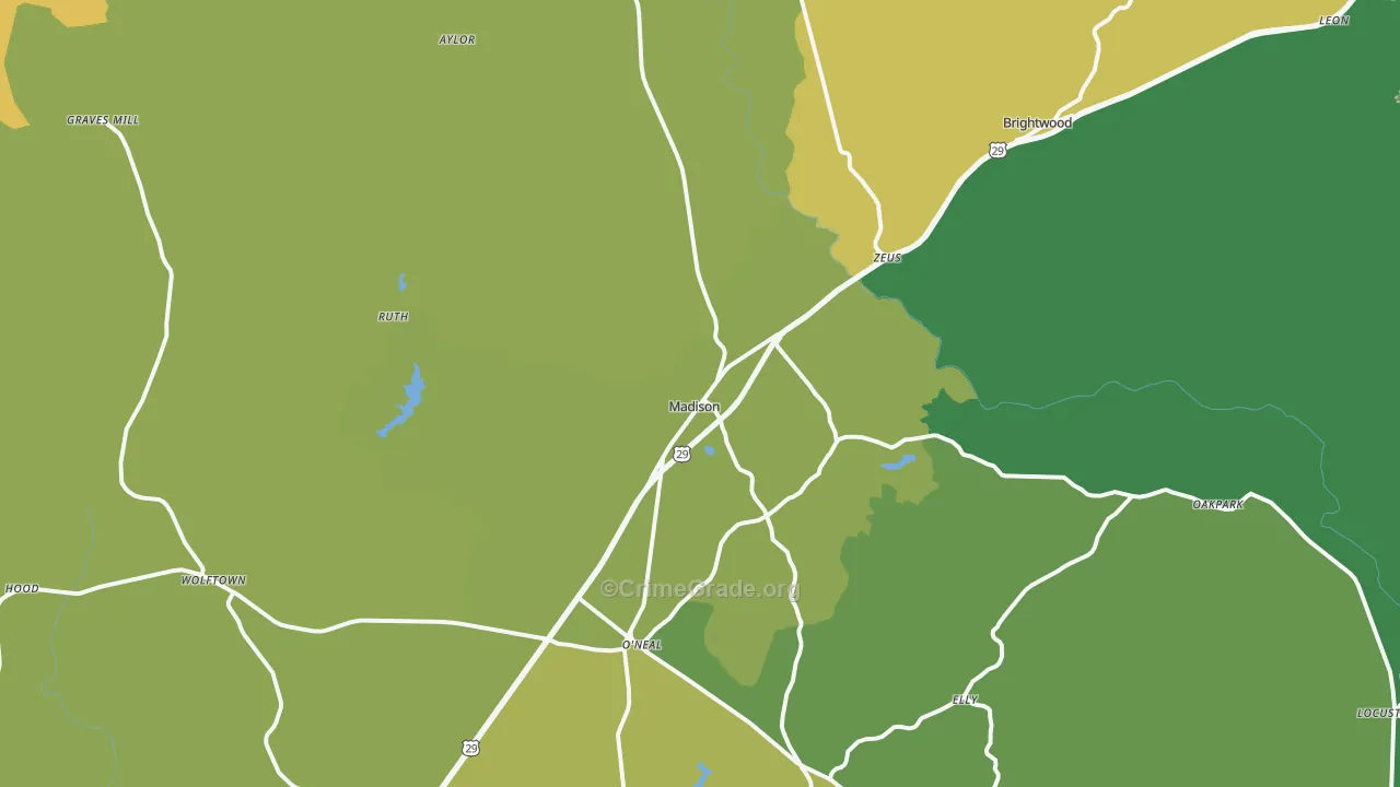 Madison, VA Map of Vandalism Rates