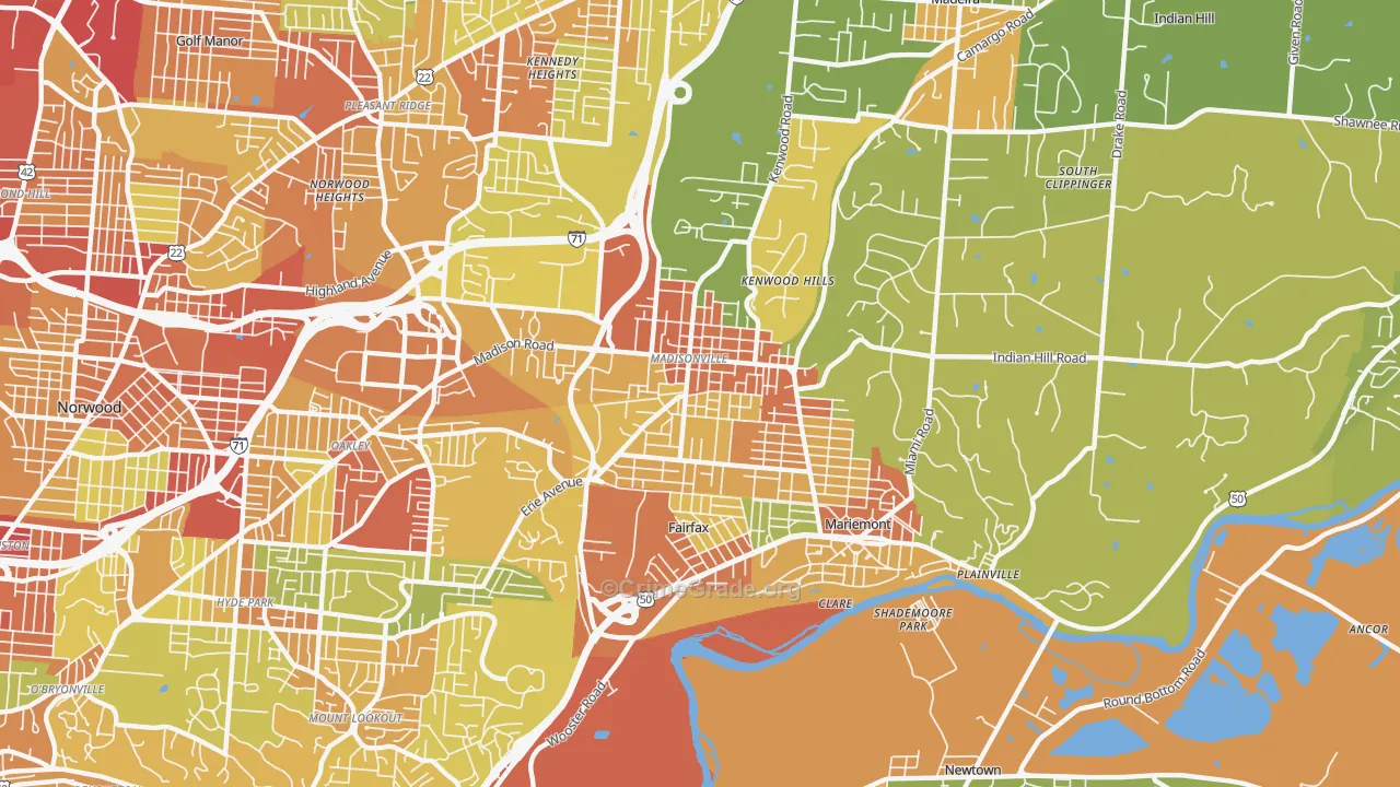 Madisonville, Cincinnati, OH Map of Vandalism Rates