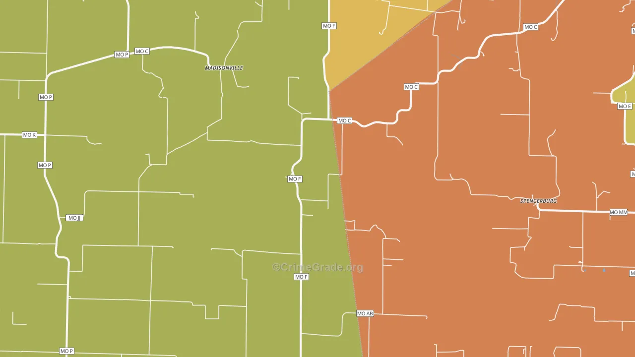Madisonville, MO Map of Vandalism Rates