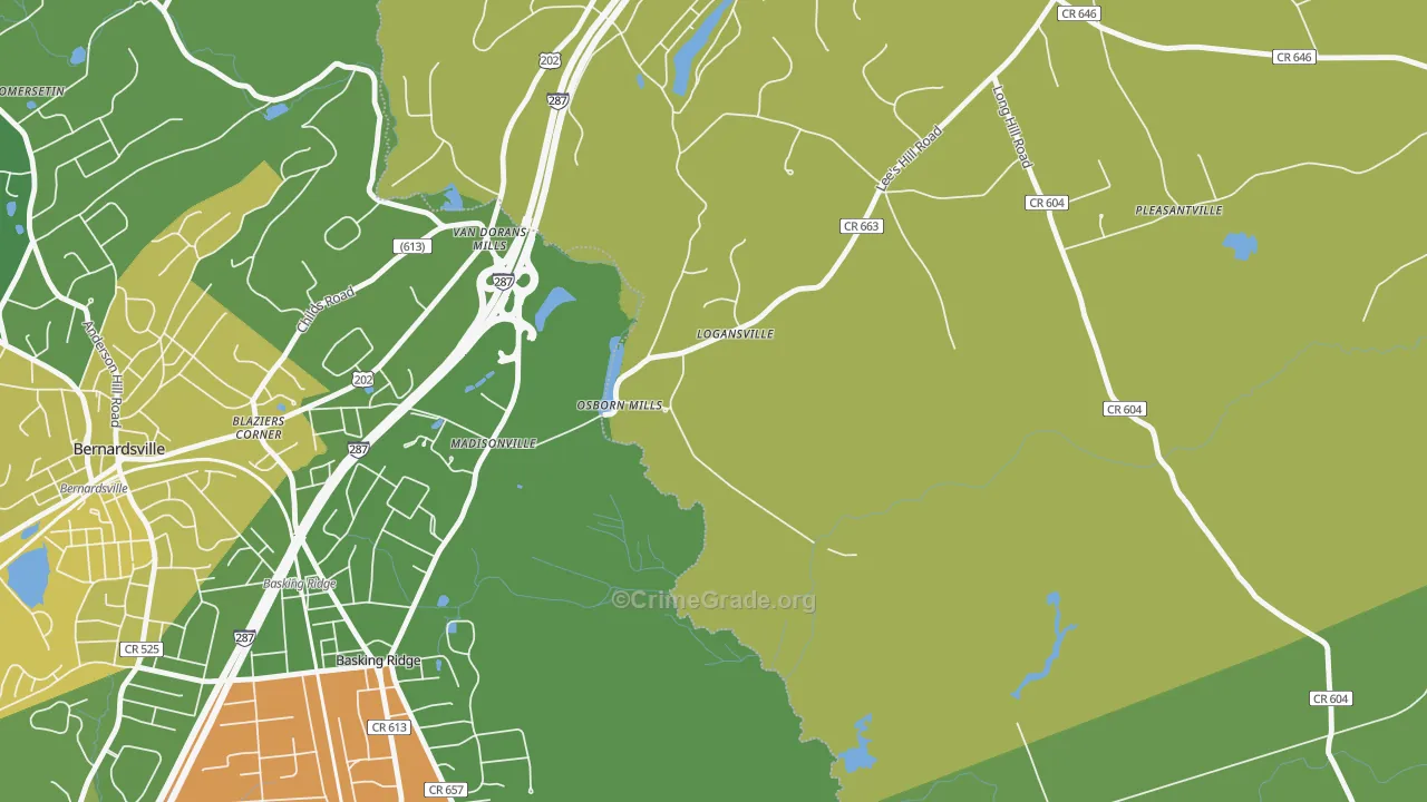 Madisonville, NJ Map of Vandalism Rates