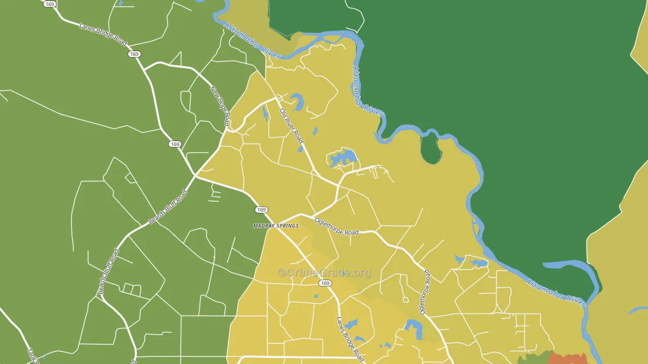 Madray Springs, GA Map of Vandalism Rates