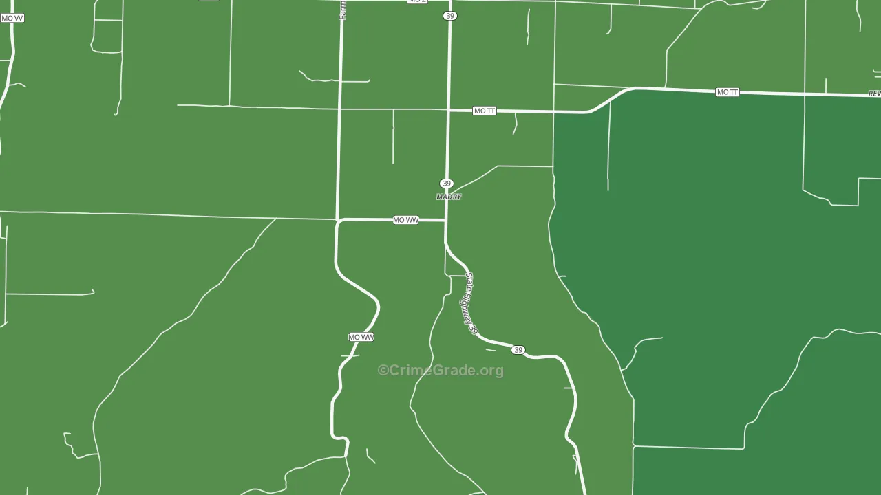Madry, MO Map of Vandalism Rates