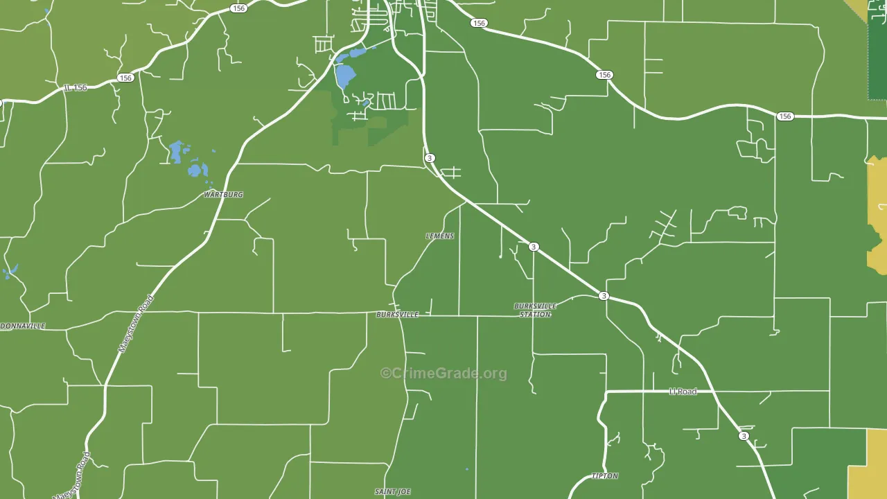 Maeystown, IL Map of Vandalism Rates