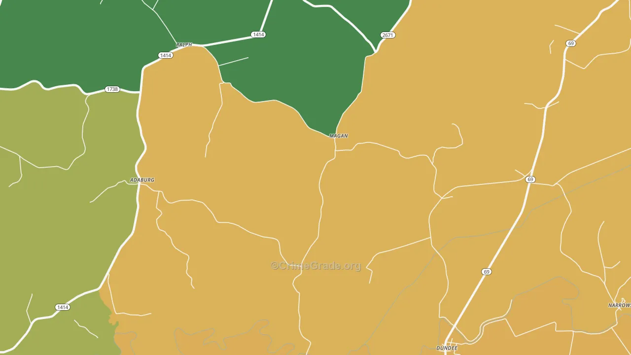 Magan, KY Map of Vandalism Rates