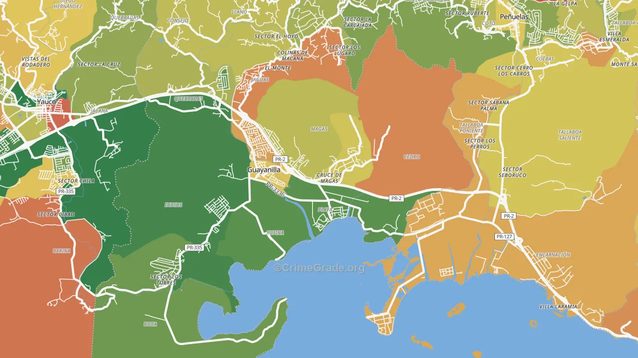 Magas Arriba, PR Map of Vandalism Rates