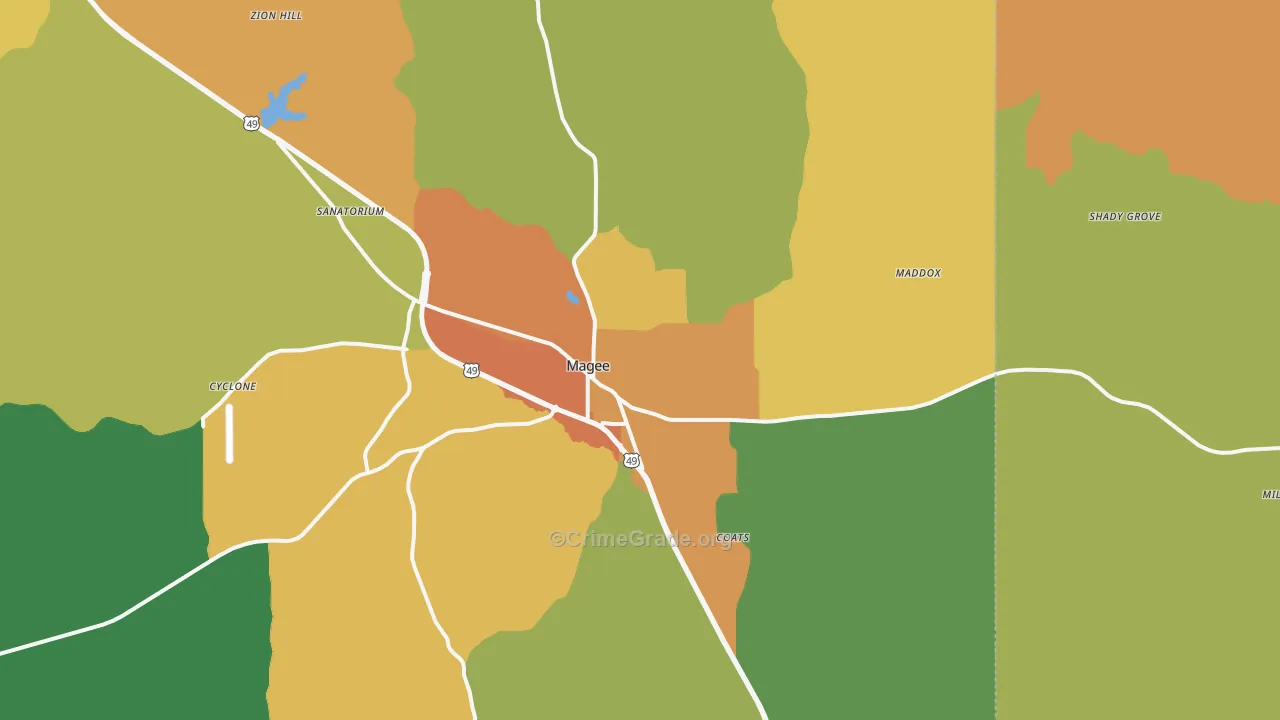 Magee, MS Map of Vandalism Rates