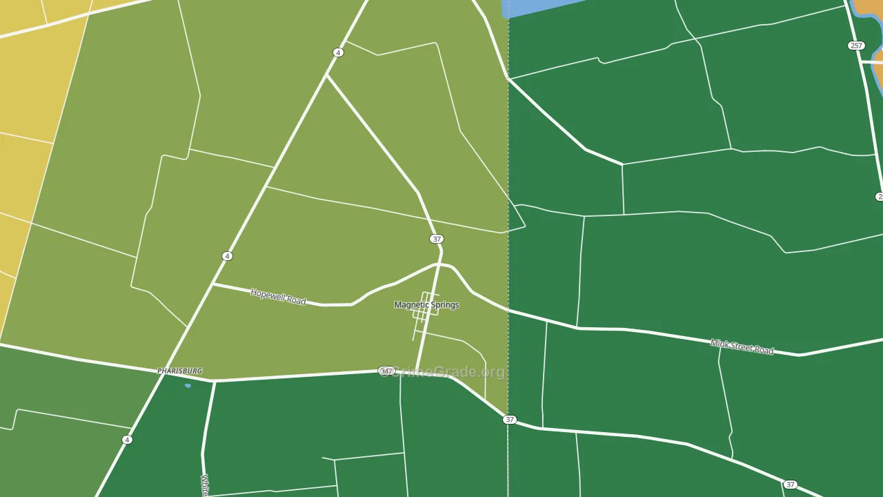 Magnetic Springs, OH Map of Vandalism Rates