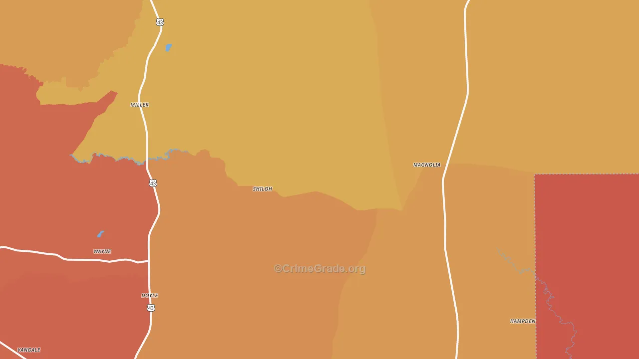 Magnolia, AL Map of Vandalism Rates