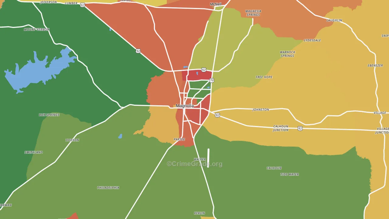Magnolia, AR Map of Vandalism Rates