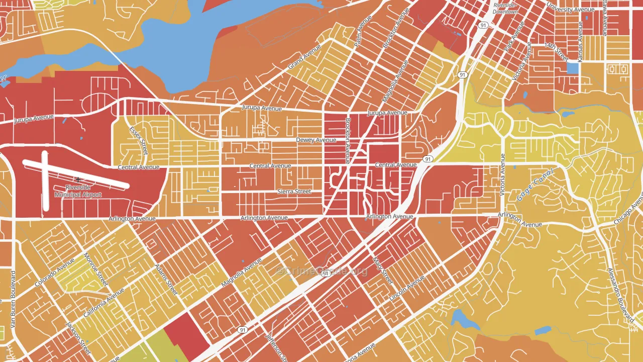 Magnolia Center, Riverside, CA Map of Vandalism Rates