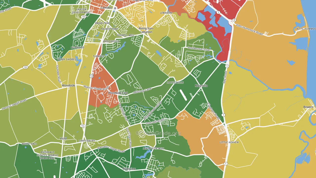 Magnolia, DE Map of Vandalism Rates