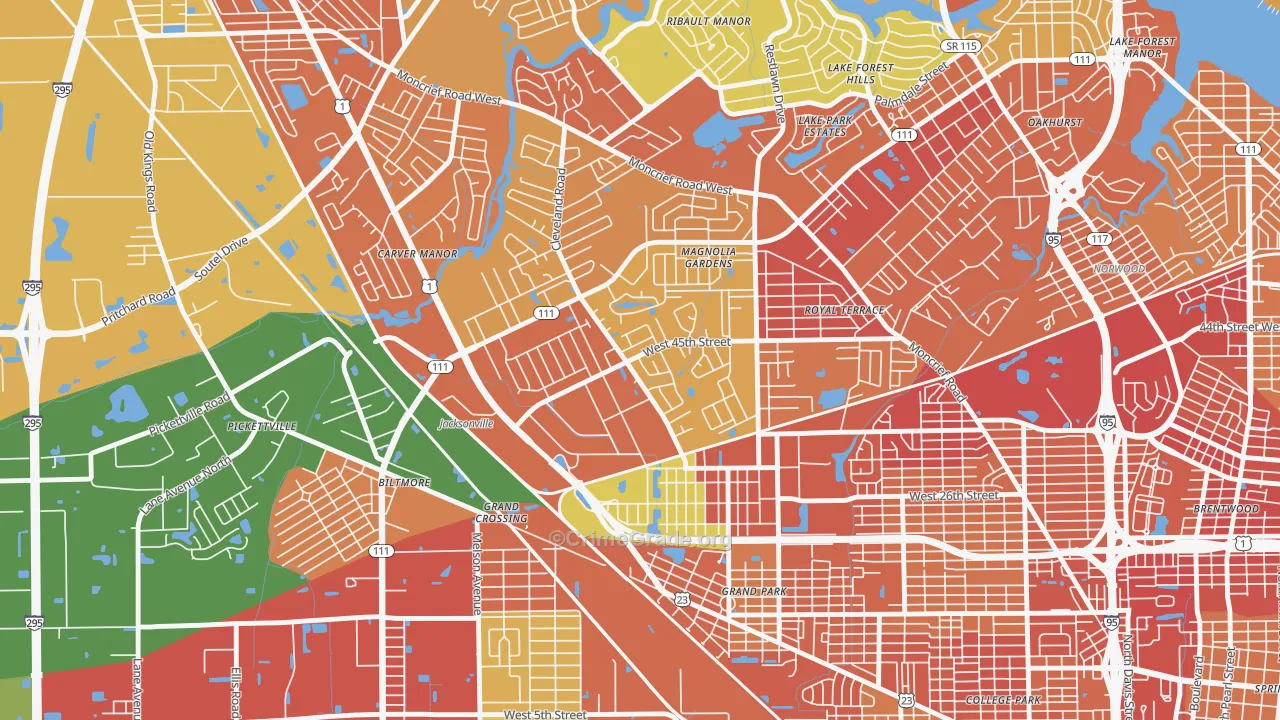 Magnolia Gardens, Jacksonville, FL Map of Vandalism Rates