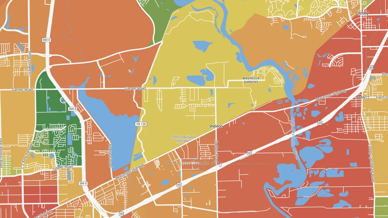 Magnolia Gardens, TX Map of Vandalism Rates
