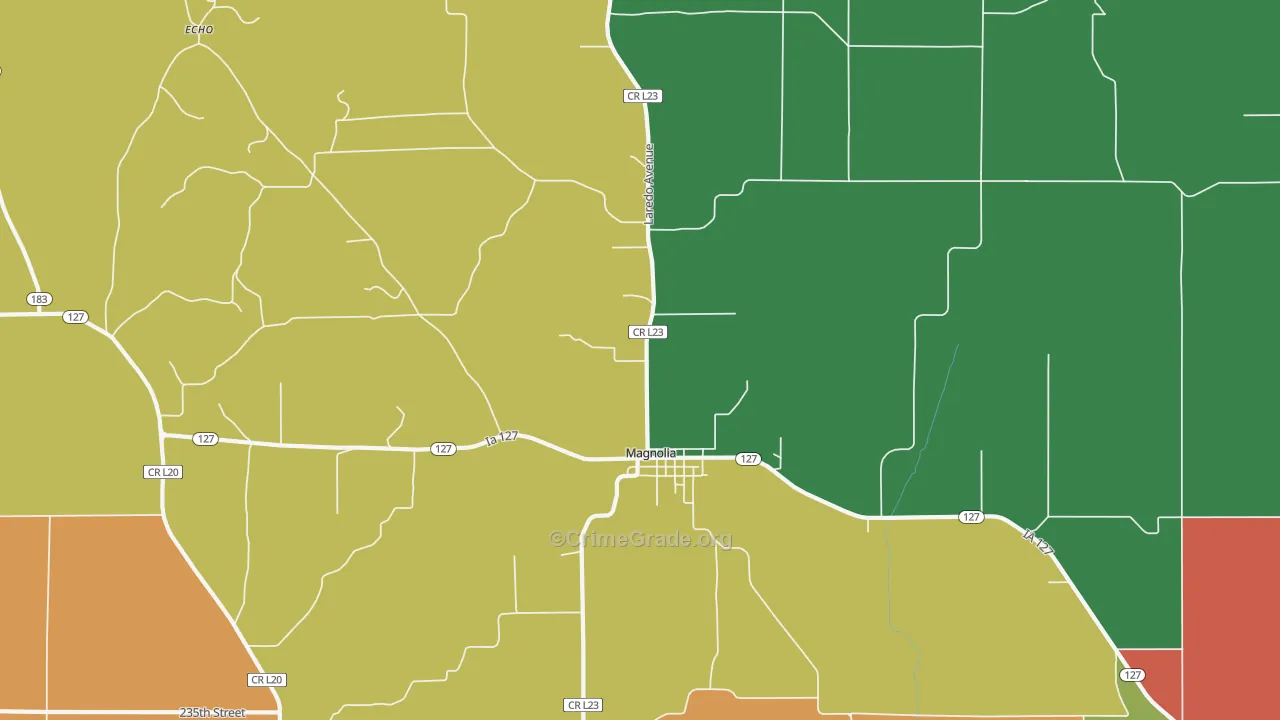 Magnolia, IA Map of Vandalism Rates