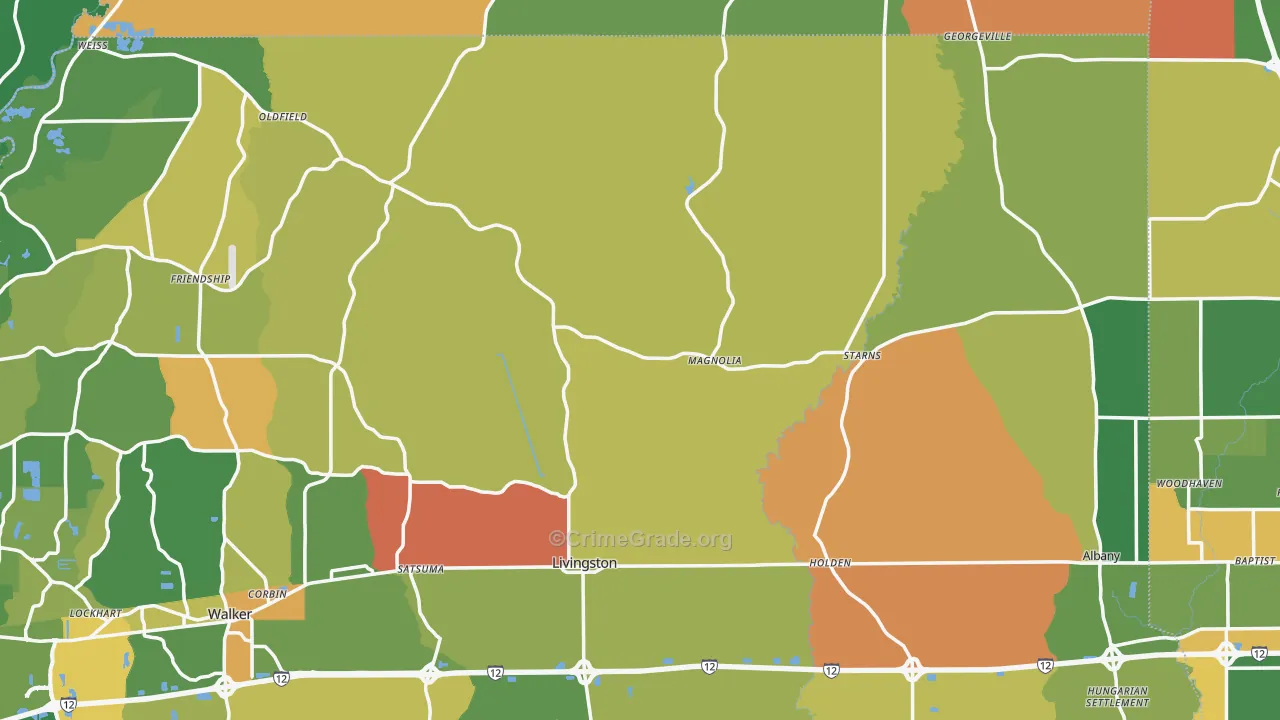 Magnolia, LA Map of Vandalism Rates