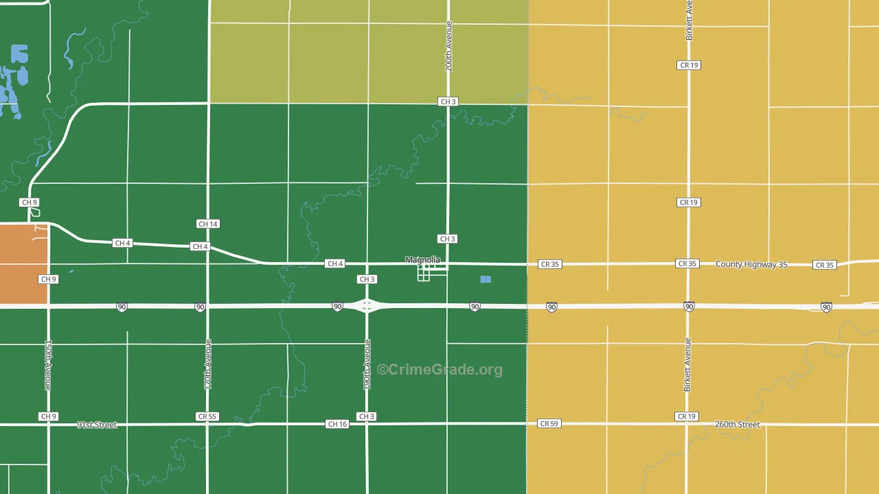 Magnolia, MN Map of Vandalism Rates