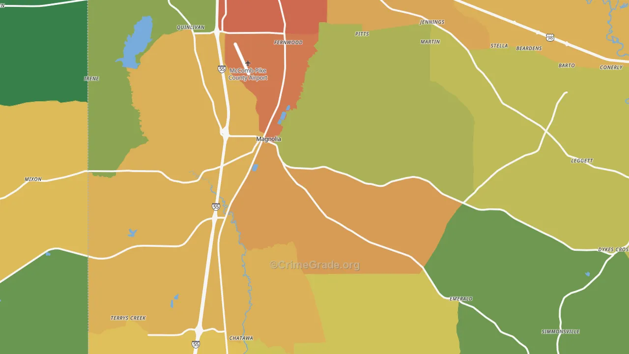 Magnolia, MS Map of Vandalism Rates