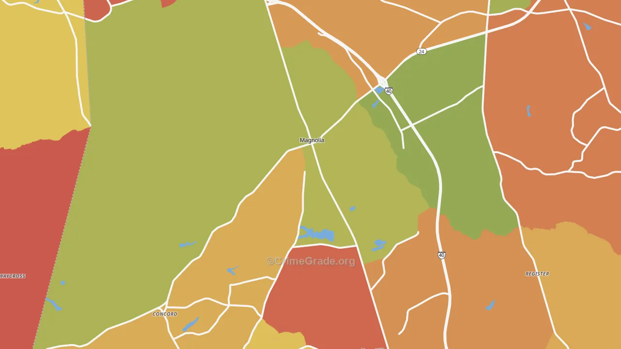 Magnolia, NC Map of Vandalism Rates