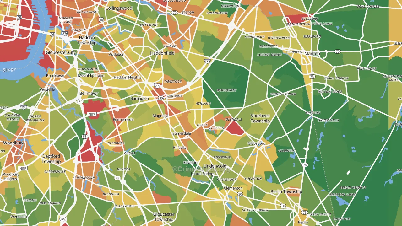 Magnolia, NJ Map of Vandalism Rates