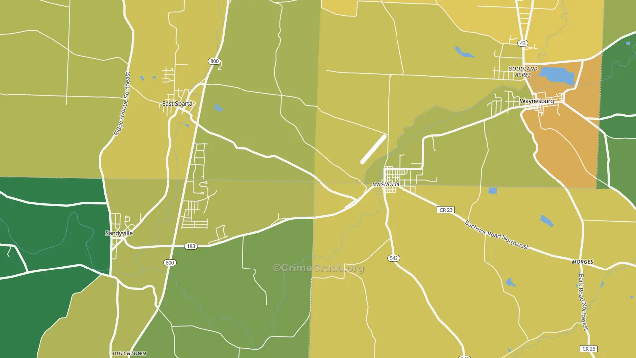 Magnolia, OH Map of Vandalism Rates