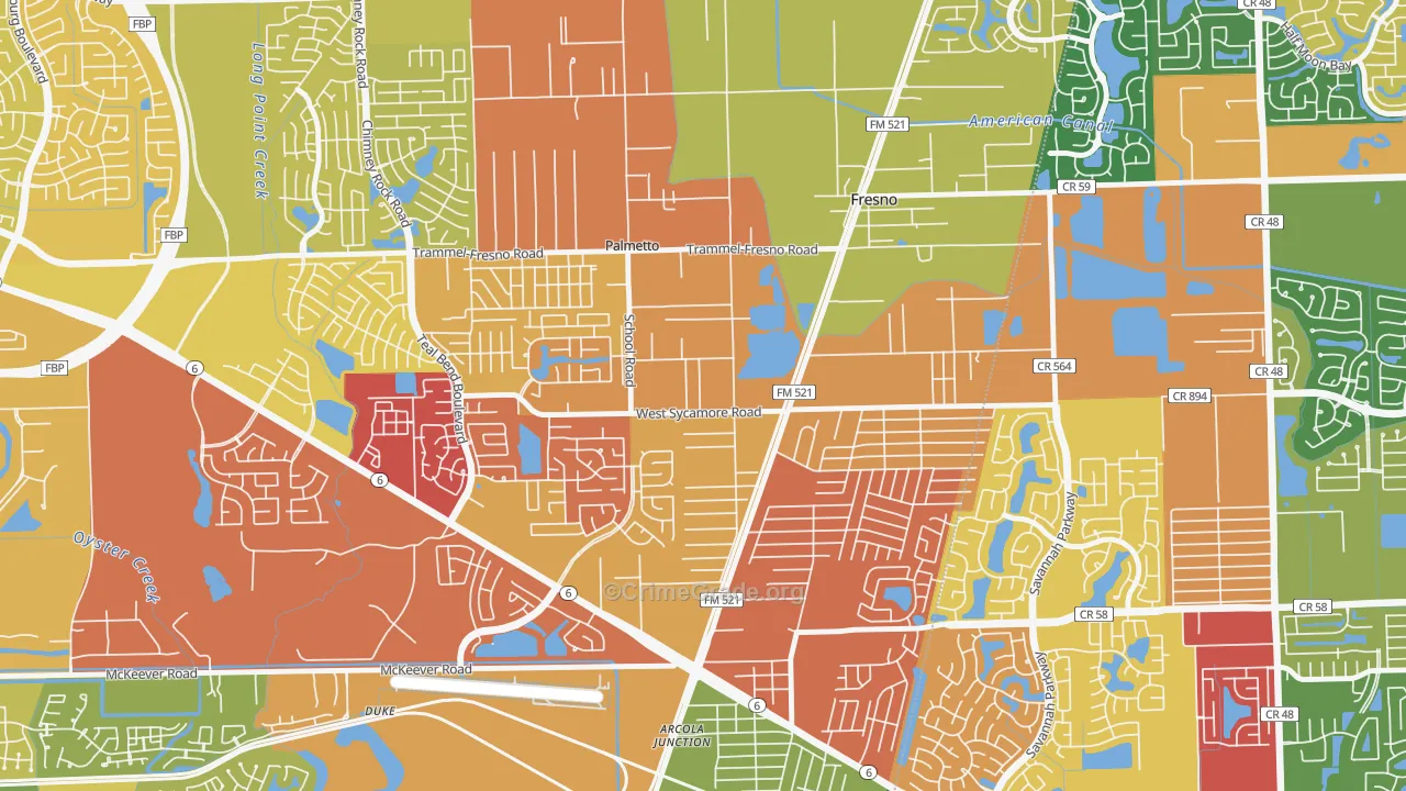 Magnolia Place, Fresno, TX Map of Vandalism Rates
