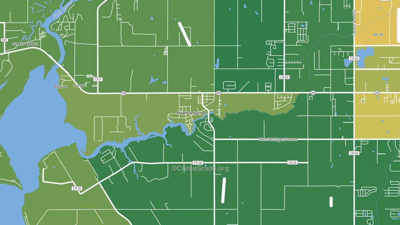 Magnolia Springs, AL Map of Vandalism Rates